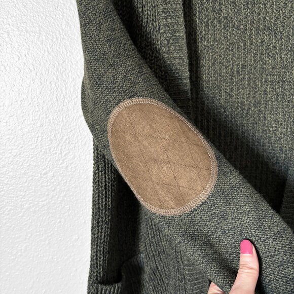 RDI Elbow Patch Long Cardigan Sweater in Olive Green Womens Extra Small Normcore - Picture 7 of 15